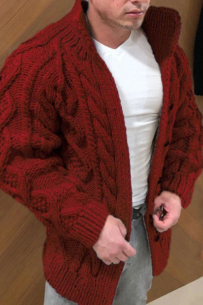 Herrenstrickjacke mit Wildlederkragen