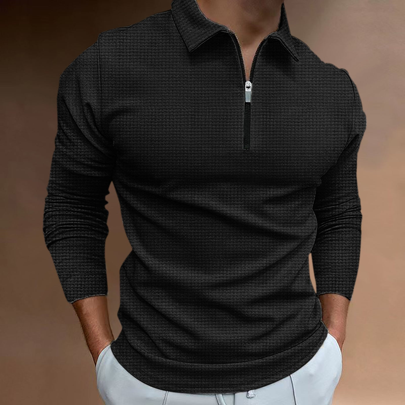Herren-T-Shirt neu zip-up langarm