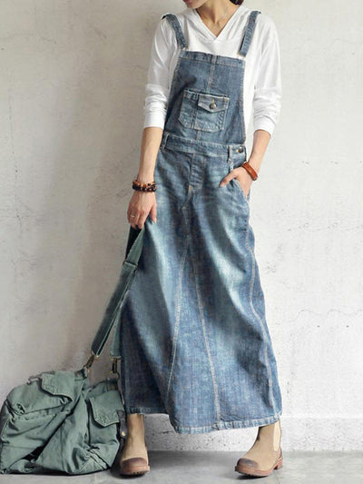 Minka | Lässiges Kleid im Denim-Latzhosen-Stil