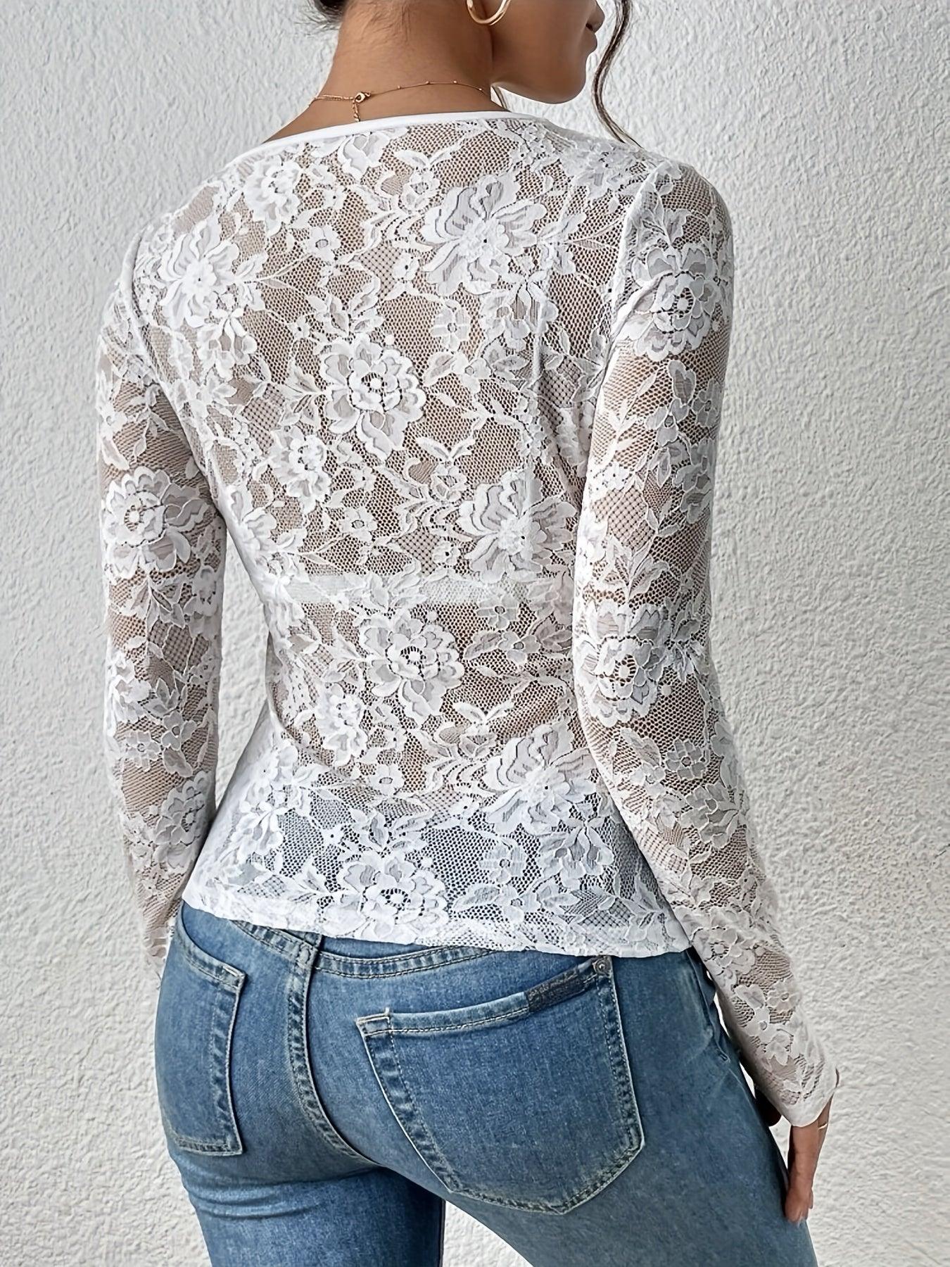 Elegante Damen Spitzenbluse | Luxuriöses Spitzenoberteil