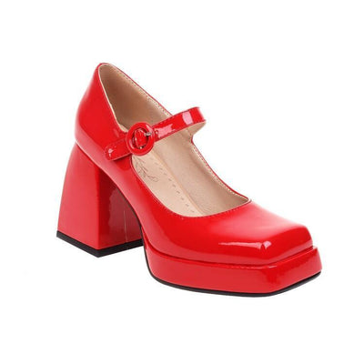 Hayley – Retro Lolita Dicke High Heels aus Premium Vegan Leder