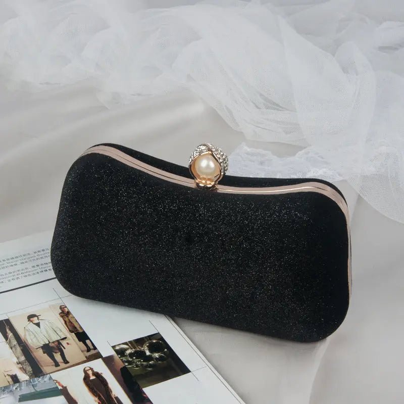 Elise | Samt-Clutch mit Perlenverschluss & Gold-Details – Elegante Abendtasche für Damen