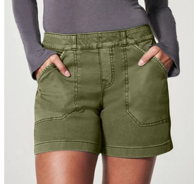 Heidi – Hohe Taillen-Latzhose aus Baumwolle und Leinen, lässige Hose, dünne A-Linie