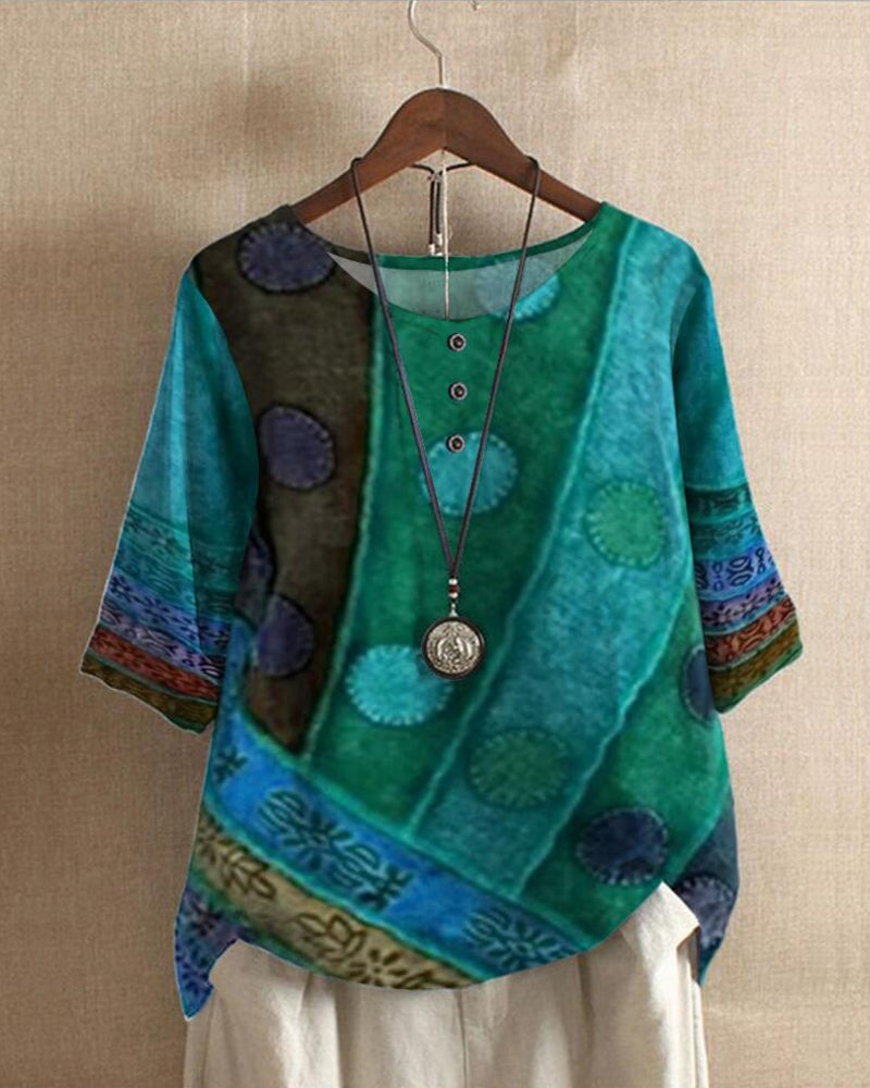Olivia Must-have Vintage-Top mit Boho-Print
