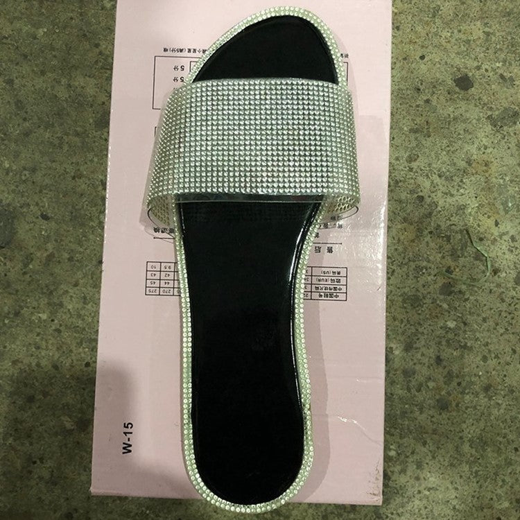 Natasha – Große Strass-Sandalen und Pantoletten für Damen mit niedrigem Absatz