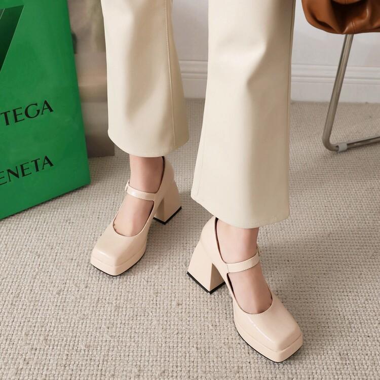 Hayley – Retro Lolita Dicke High Heels aus Premium Vegan Leder