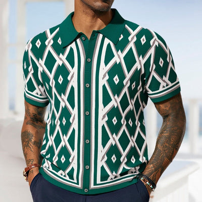 Heather – Sommer Jacquard Gestrickte Kurzarm-Cardigan