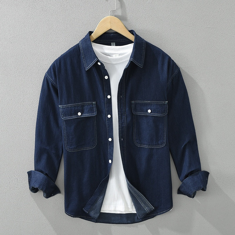 Andrea – Lässiges Denim Langarm-Top