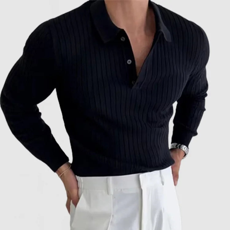 Langärmeliges Herren-Poloshirt mit Nackenschutz