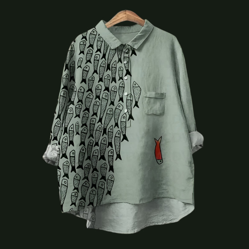 Rael | Bequemes Vintage-Shirt mit Fischprint