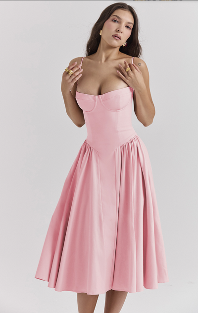 Bärbel | Ärmelloses Midikleid mit Korsettschnitt