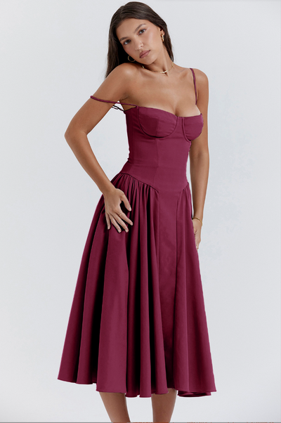 Bärbel | Ärmelloses Midikleid mit Korsettschnitt
