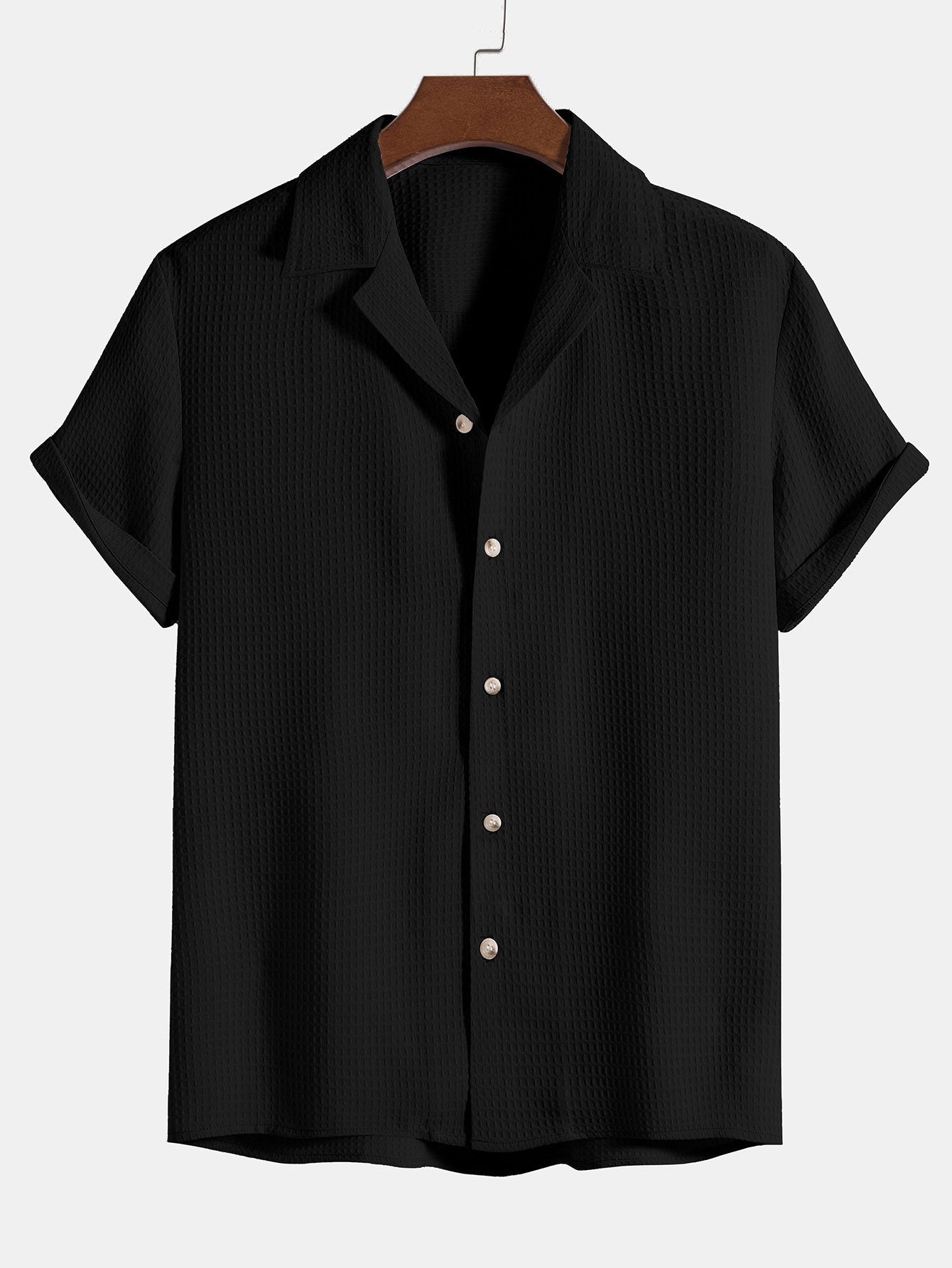 Shirt und Shorts mit Waffelkragen Revere-Kragen