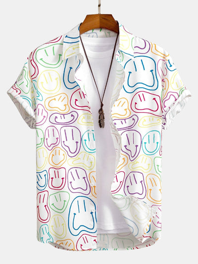 Button-up-Mieder mit buntem Smiley-Druck