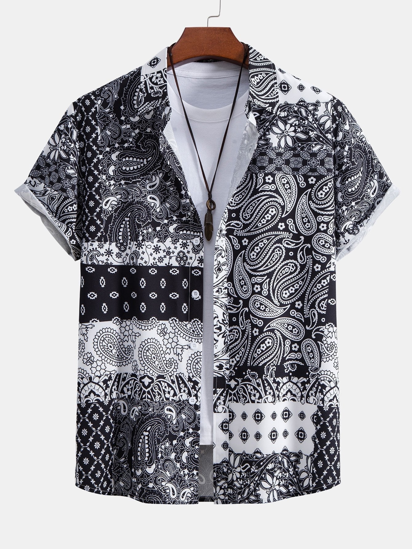 Hemd mit floralem Paisley-Patchwork-Druck und Knopfleiste