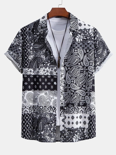 Hemd mit floralem Paisley-Patchwork-Druck und Knopfleiste