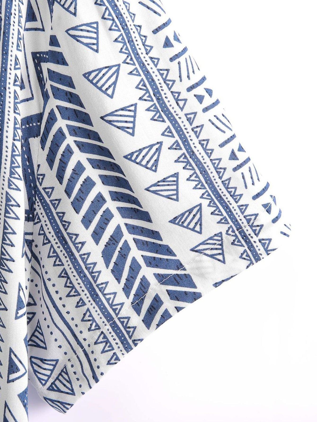 Shirt mit geometrischem Tribal-Druck und halber Knopfleiste mit Henley-Kragen