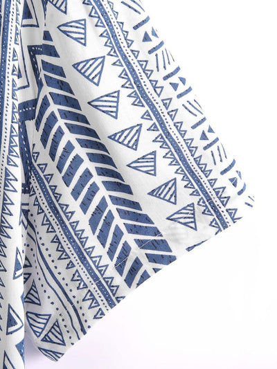 Shirt mit geometrischem Tribal-Druck und halber Knopfleiste mit Henley-Kragen