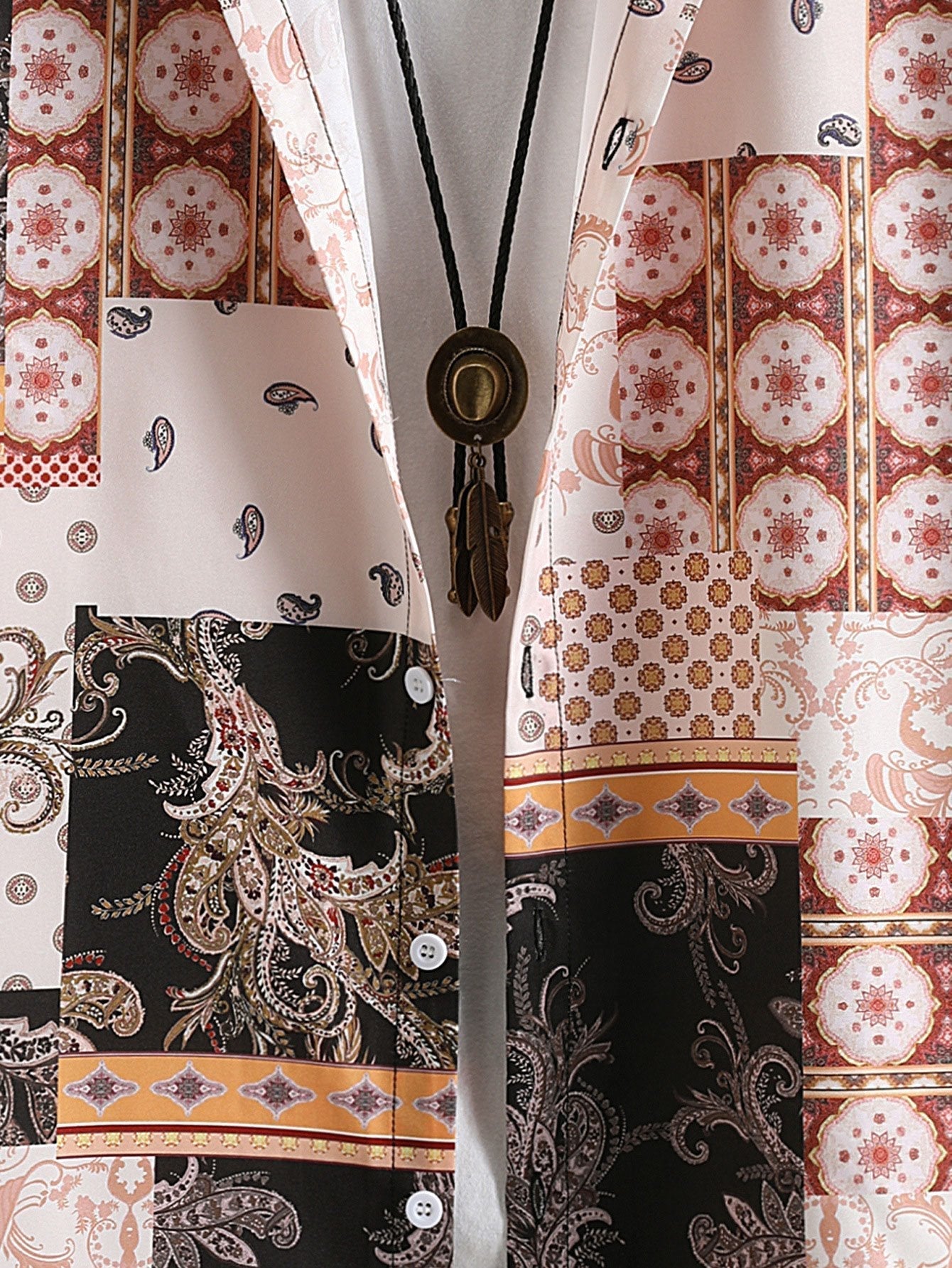 Hemd mit Paisley-Barockschal und Knopfleiste