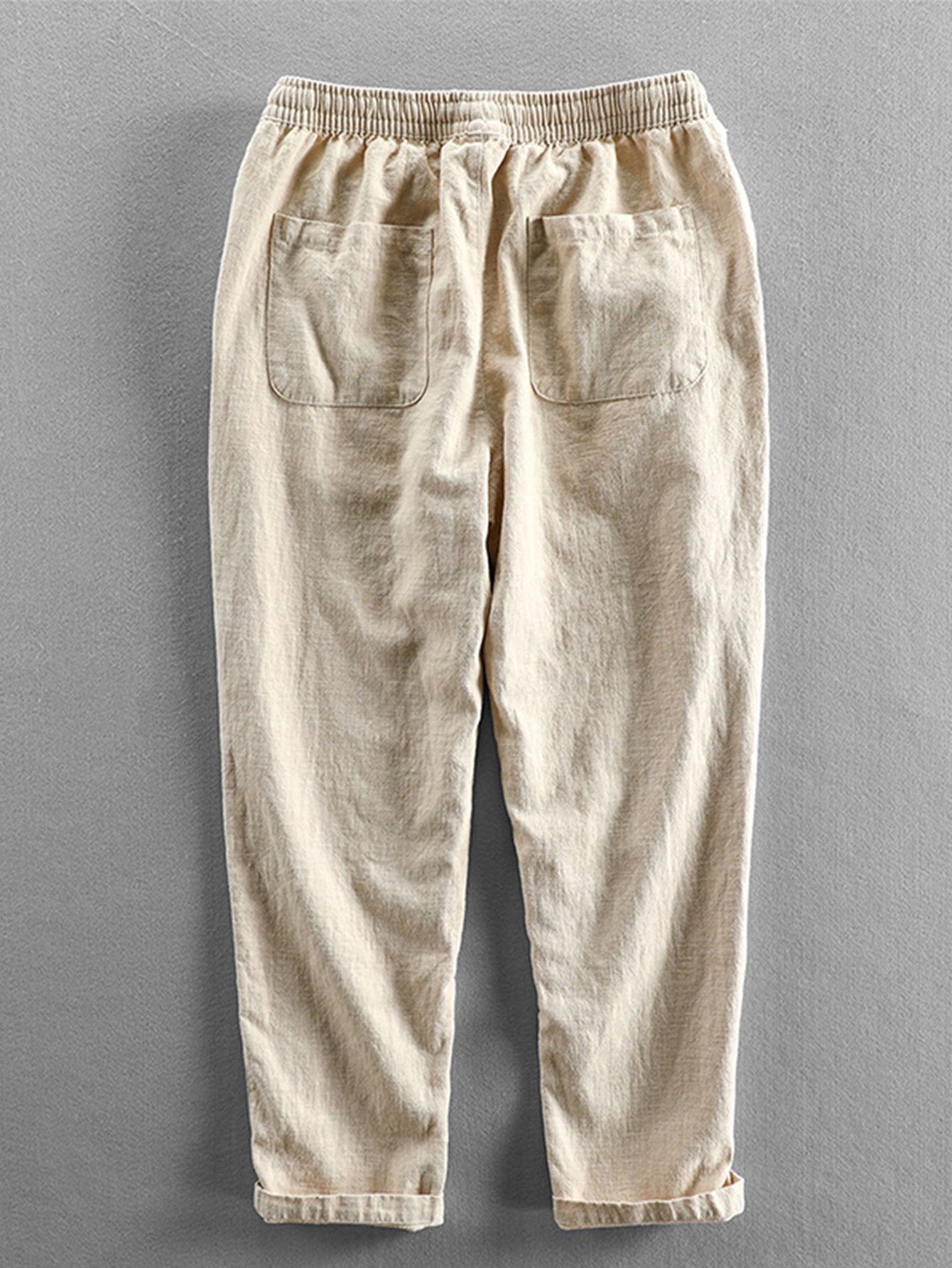 Kurzärmeliges Hemd mit Stehkragen im Leinen-Look & Hose mit Leinen-Baumwoll-Mischung