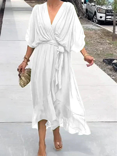 Monica - V-neck Silk Chiffon Dress