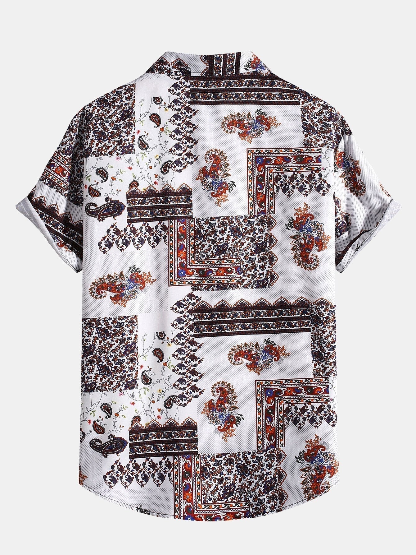 Knöpftes Hemd mit Paisley-Patchwork-Muster