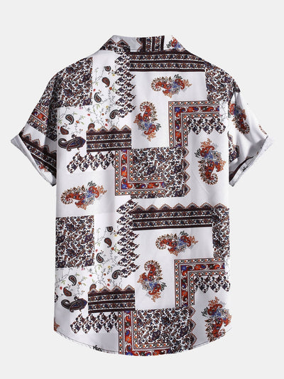 Knöpftes Hemd mit Paisley-Patchwork-Muster