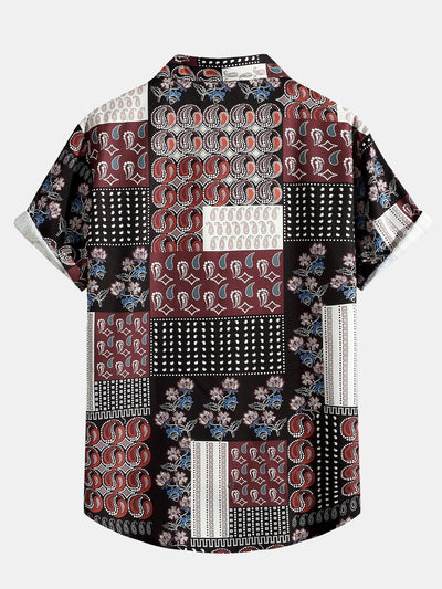 Hemd mit Paisley-Blumen-Patchwork-Druck