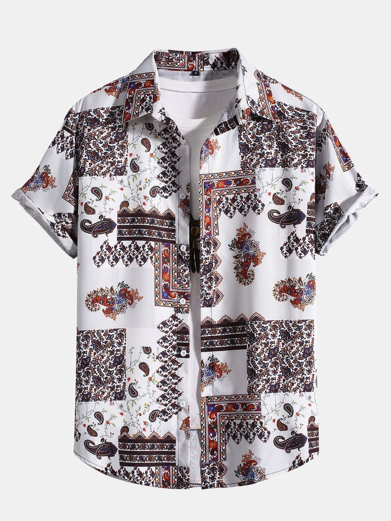 Knöpftes Hemd mit Paisley-Patchwork-Muster