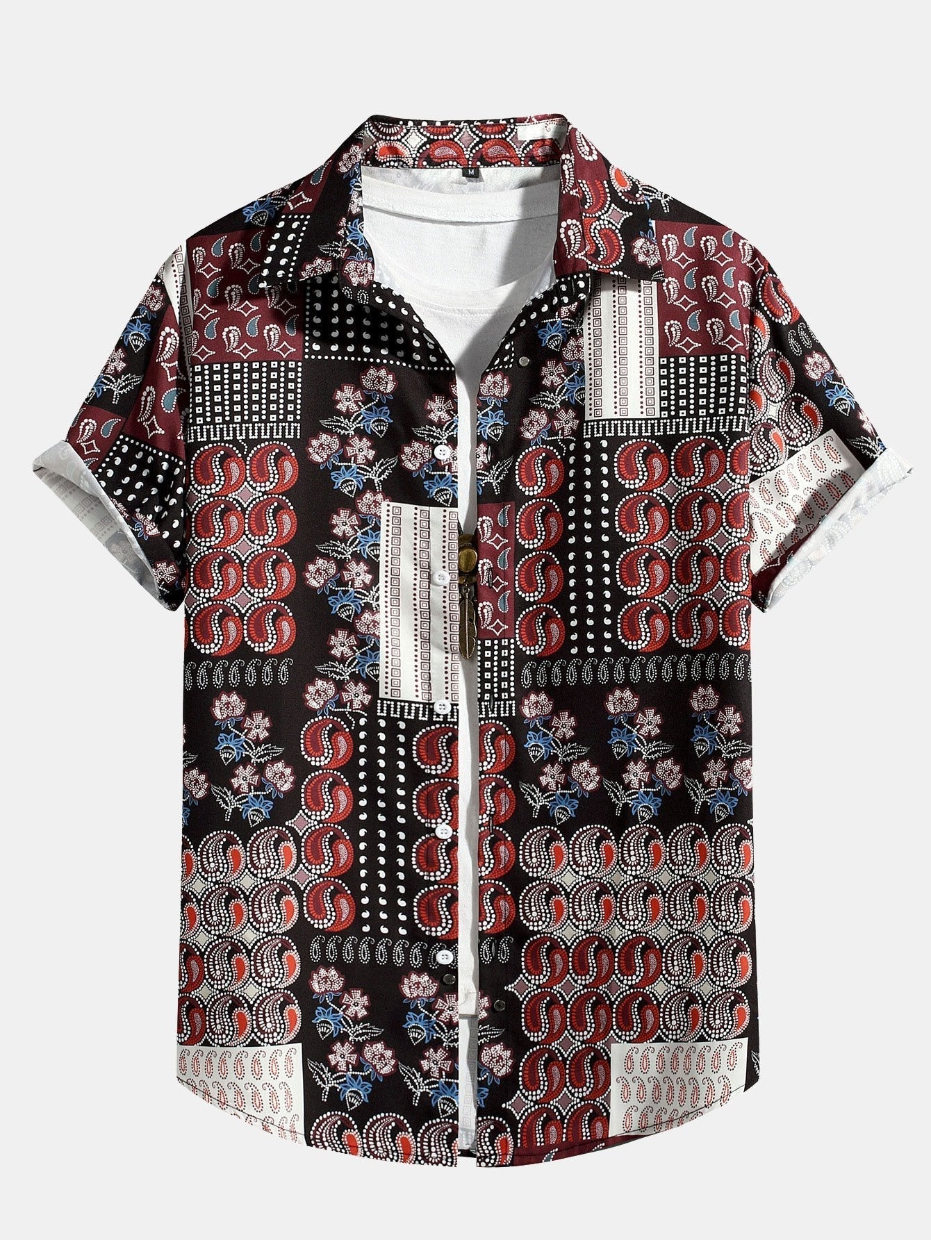 Hemd mit Paisley-Blumen-Patchwork-Druck
