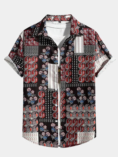Hemd mit Paisley-Blumen-Patchwork-Druck