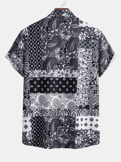 Hemd mit floralem Paisley-Patchwork-Druck und Knopfleiste