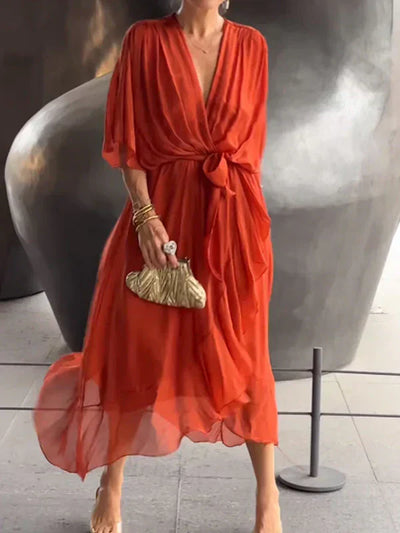 Sharah | Chiffon-Kleid mit V-Ausschnitt