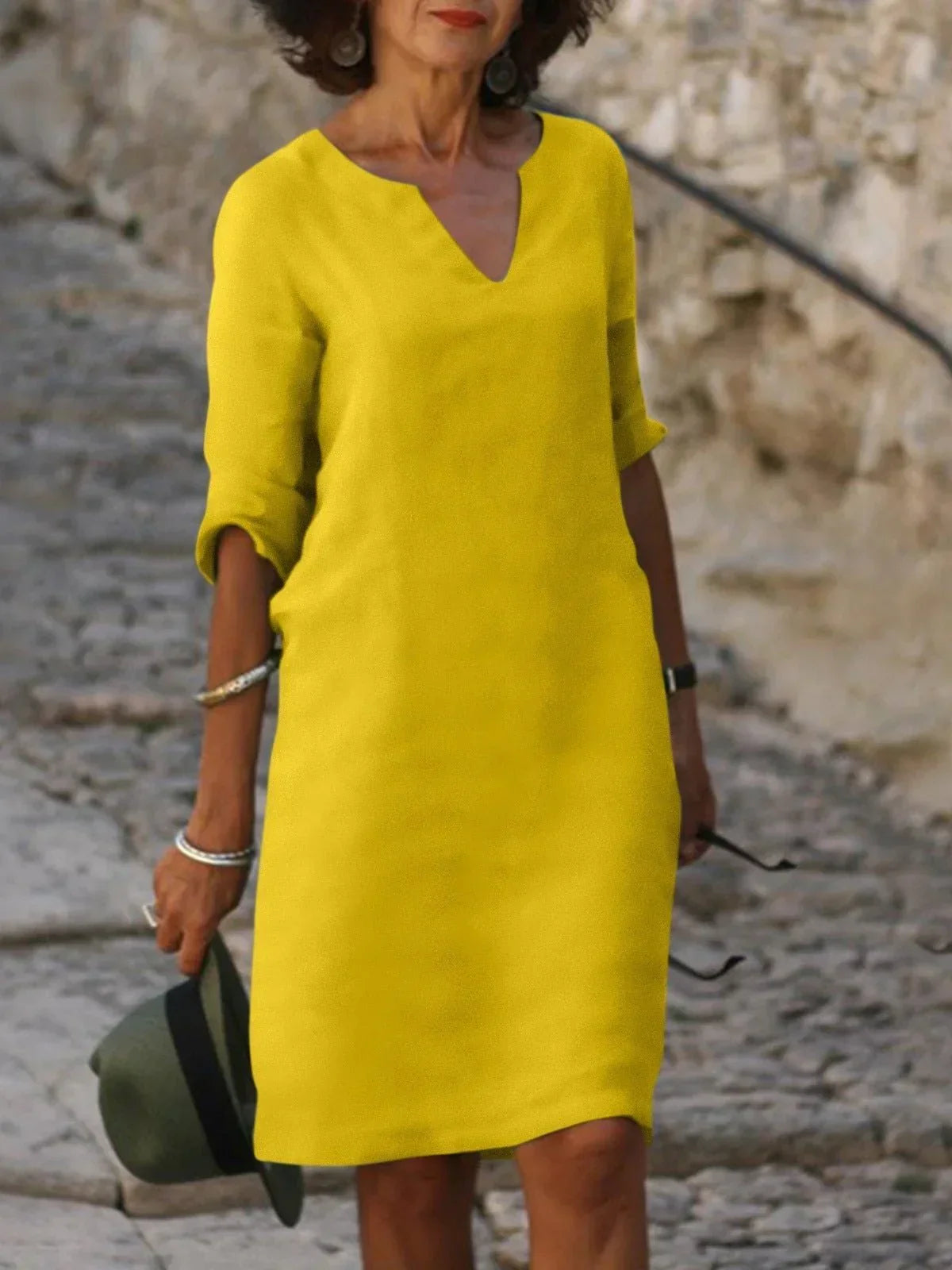 Saoirse™ - V-Ausschnitt Kleid, das den Bauch kaschiert