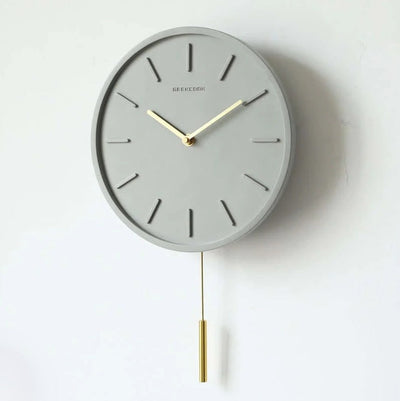 Nordische Zement Wanduhr mit Metallpendel - Skandinavische Zement Wanduhr mit Metallpendel