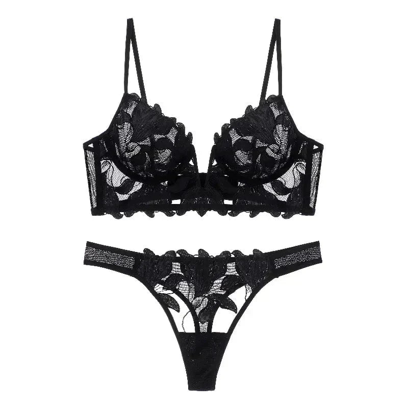 Darcy - Spitzenstickerei Deep V BH und Panty Set