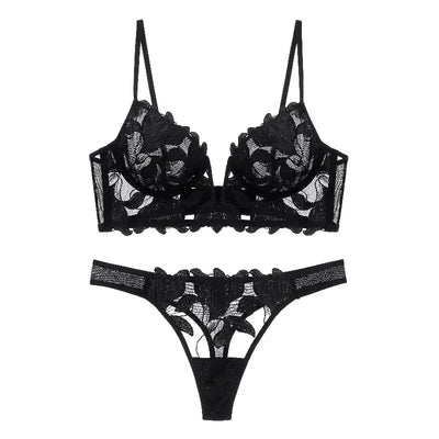 Darcy - Spitzenstickerei Deep V BH und Panty Set