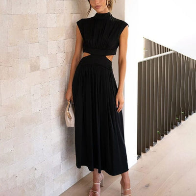 AURELIA® | PLISSIERTES KLEID MIT HOHEM KRAGEN
