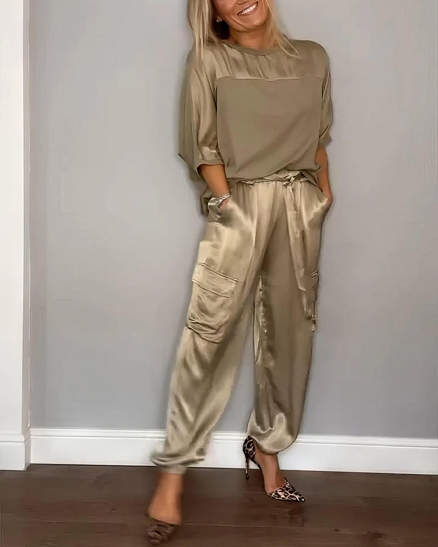 AMELIA | Zweiteiliges Set Bluse und Cargo-Hose Chic