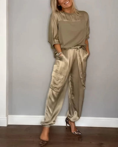 AMELIA | Zweiteiliges Set Bluse und Cargo-Hose Chic