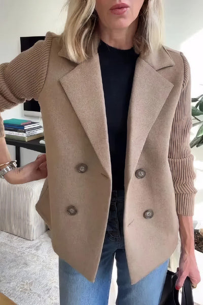 CLAIRE | Langer Cardigan mit Patchworkärmeln, Trendy und Chic