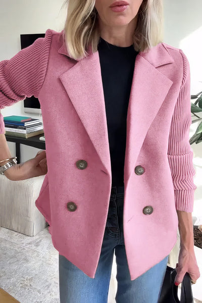 CLAIRE | Langer Cardigan mit Patchworkärmeln, Trendy und Chic