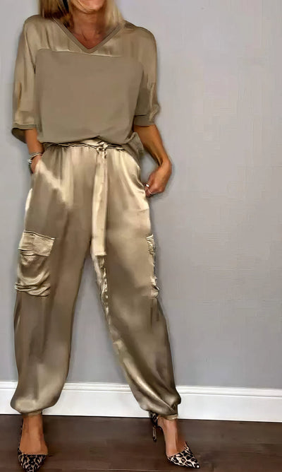 AMELIA | Zweiteiliges Set Bluse und Cargo-Hose Chic