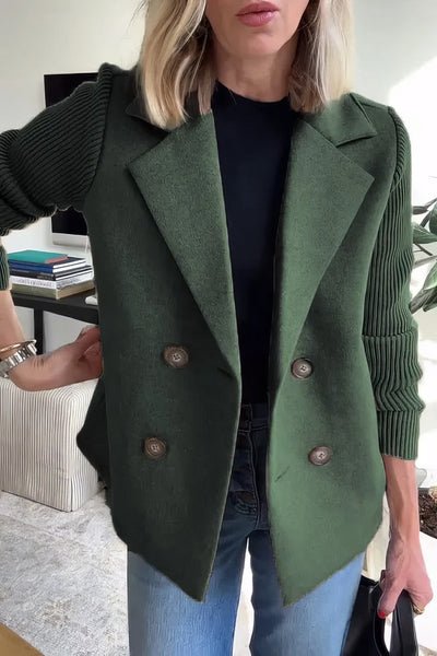CLAIRE | Langer Cardigan mit Patchworkärmeln, Trendy und Chic