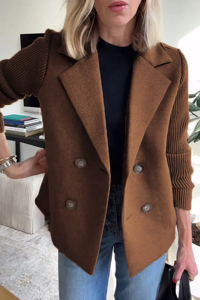 CLAIRE | Langer Cardigan mit Patchworkärmeln, Trendy und Chic
