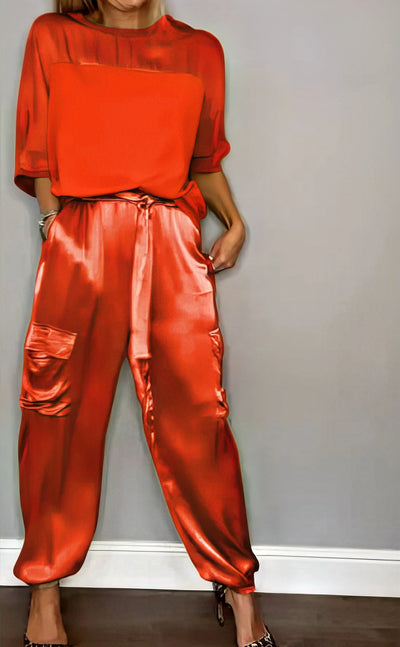 AMELIA | Zweiteiliges Set Bluse und Cargo-Hose Chic