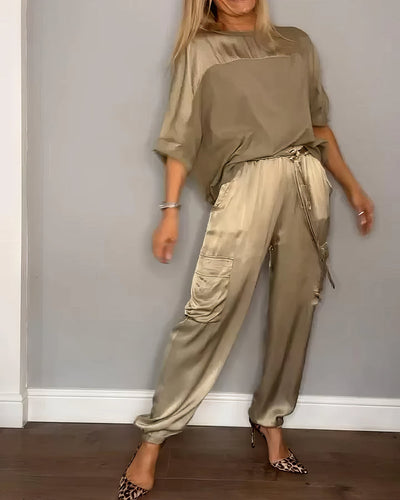 AMELIA | Zweiteiliges Set Bluse und Cargo-Hose Chic