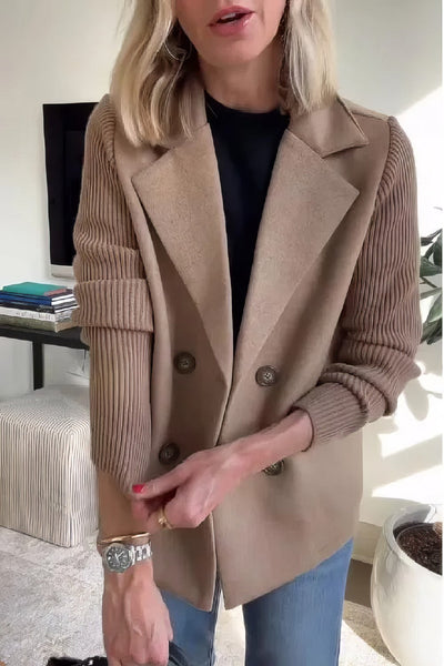 CLAIRE | Langer Cardigan mit Patchworkärmeln, Trendy und Chic