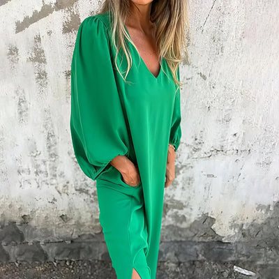 LIVIA | Langes Bohémien-Kleid mit Taschen und stilisiertem Schnitt