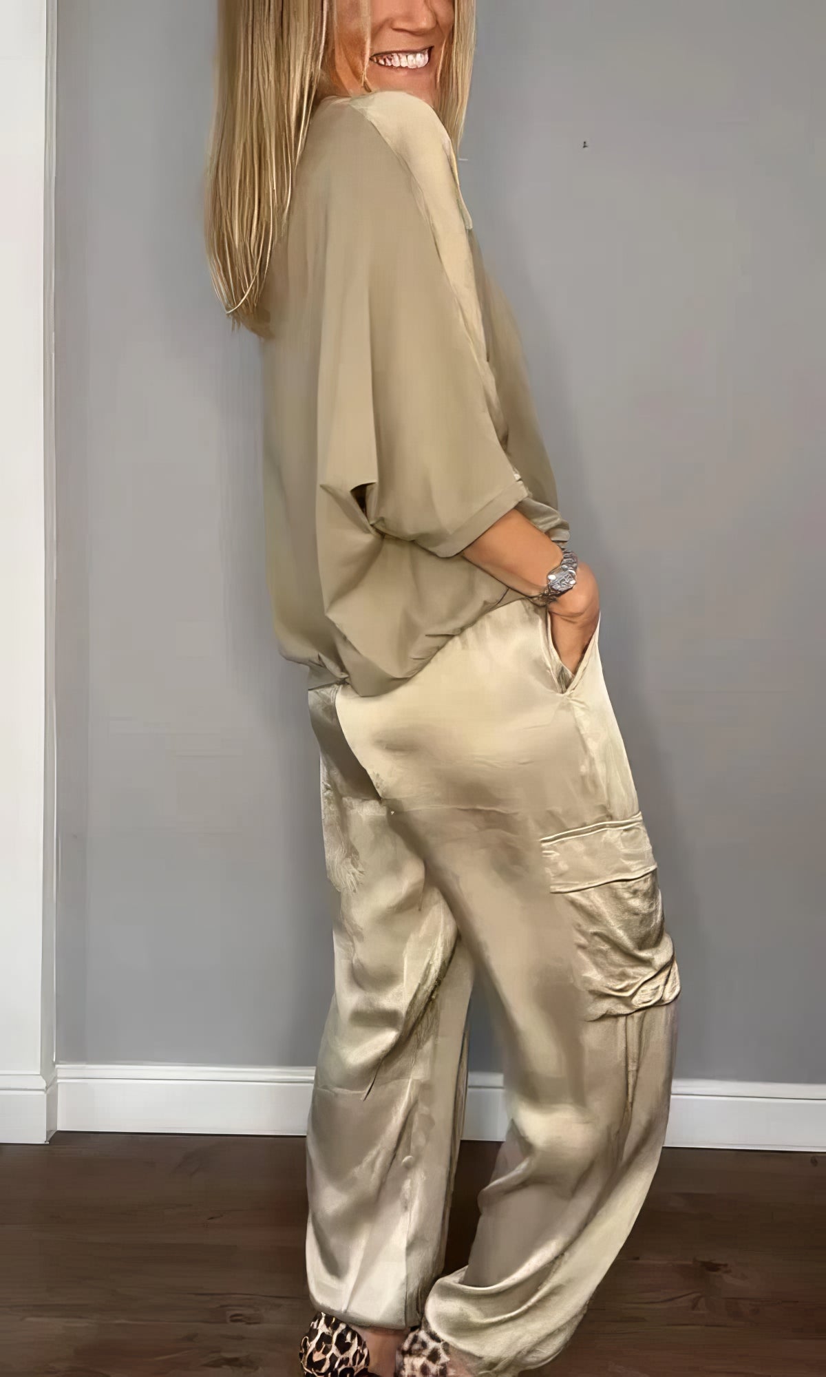 AMELIA | Zweiteiliges Set Bluse und Cargo-Hose Chic